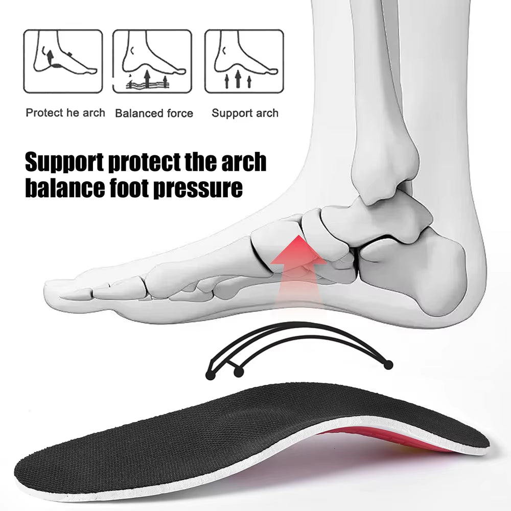 Orthotic Arch Support Insoles for Flatfoot Relief with Air Movement Cushioning and Pressure Damping Technology