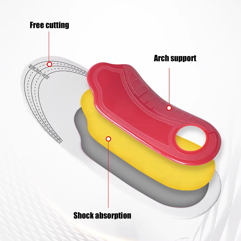 Orthotic Arch Support Insoles for Flatfoot Relief with Air Movement Cushioning and Pressure Damping Technology
