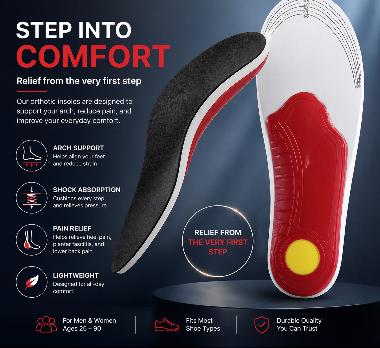 SoleFit™ Orthopedic Insoles – Instant Relief for Flat Feet & Foot Pain